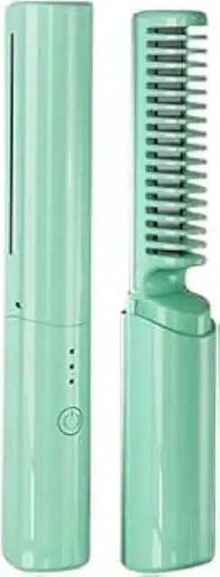 Mini Pente Alisador Recarregável USB - Alisador de Cabelo Sem Fio, Escova Alisadora Portátil para Viagem, Pente Elétrico com Aquecimento para Alisamento Capilar Prático e Rápido Cores Sortidas Premium