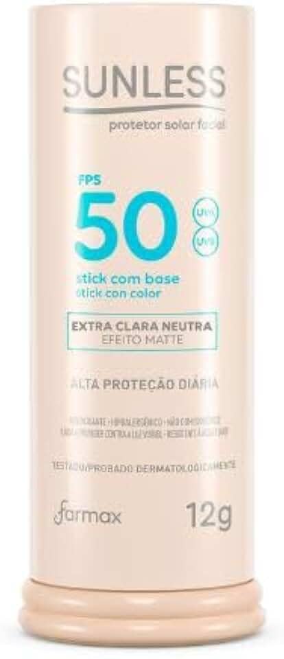 Protetor Solar Facial em Bastão com Base FPS 50 Efeito Matte Sunless Stick Extra Clara Neutra