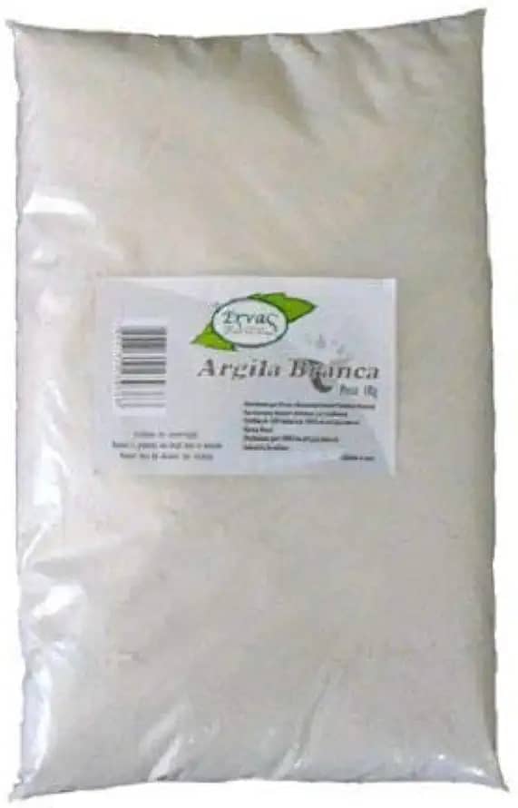 Argila Branca 100% Pura Pacote de 1 Kg Ervas e Raízes