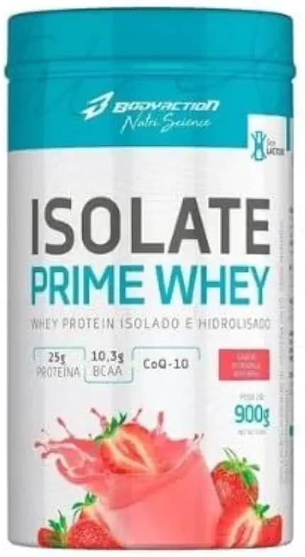Isolate Prime Isolada e hidrolisada 900 gramas Bodyaction Sabor Morango