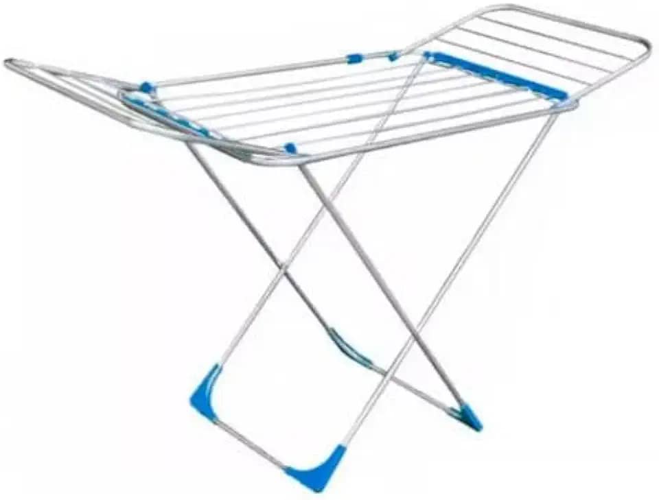 Varal P/Roupas De Chão 100% Alumínio Grande Reforçado Com Abas Dobrável Retrátil Resistente