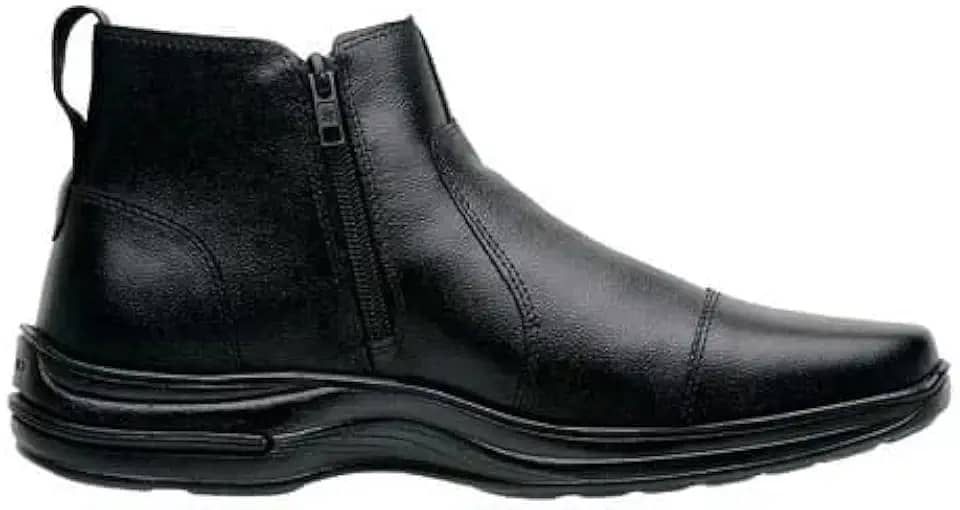 Botina Bota Masculina Confortável Couro Legítimo Com Zíper