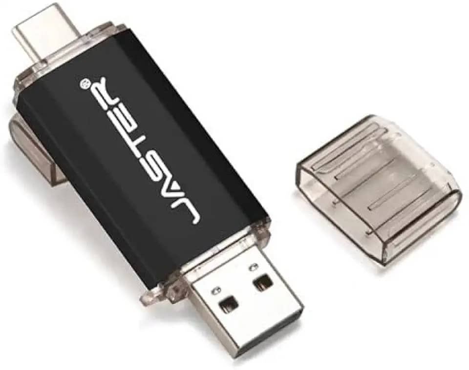 Tecnoark Pen Drive OTG 64GB, USB Tipo C, Compatível com Notebooks e Celulares Android, Preto