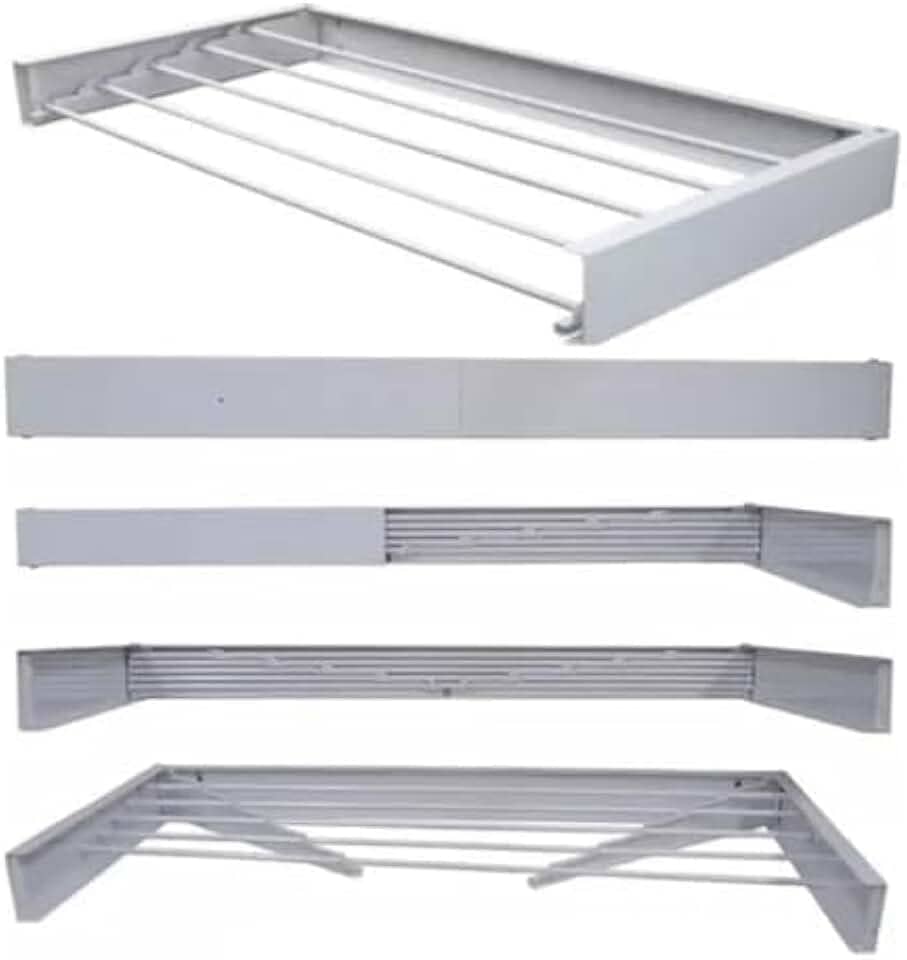 Varal De Parede Retratil Secreto Magico 100cm Com 6 Varetas