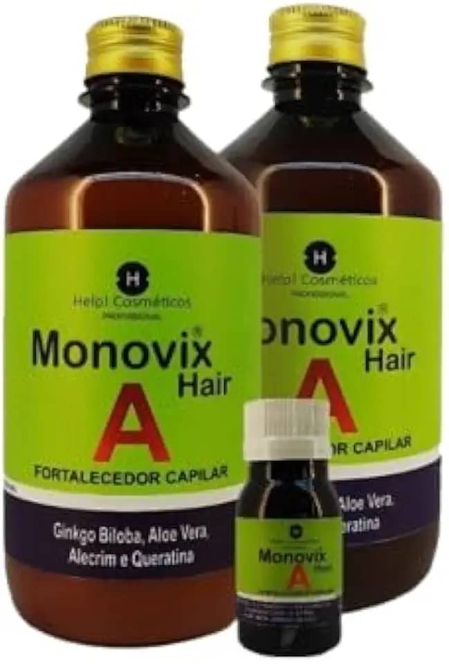 Kit Monovix Hair A (3 itens) Shampoo + Máscara + Ampola - Crescimento Acelerado Original Help Cosméticos Autorizado pela Anvisa