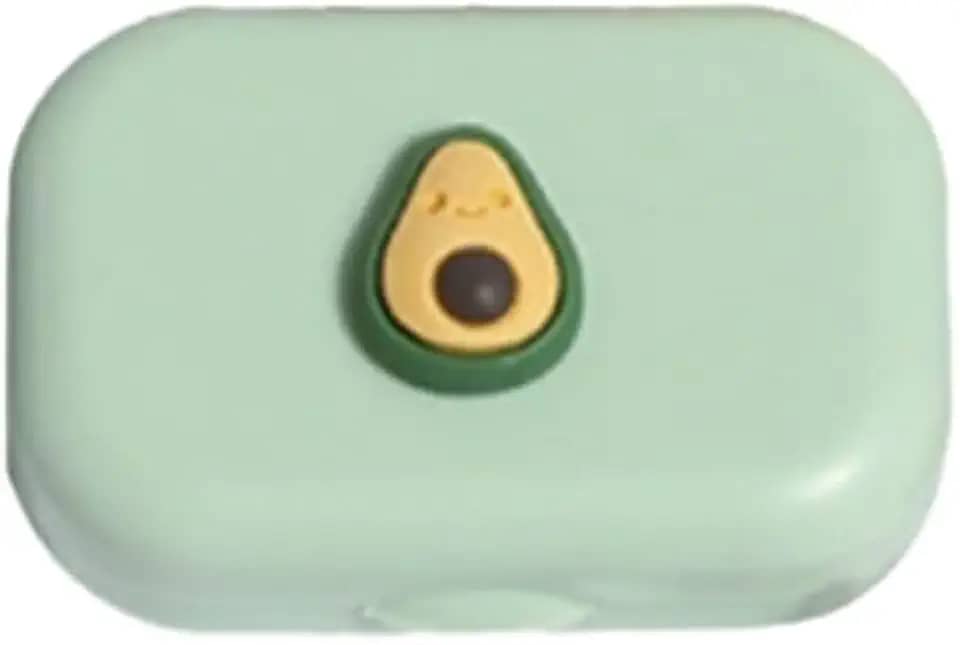 Estojo de lente de contato 3D Fruit com espelho – portátil, leve para casa e viagem (verde)