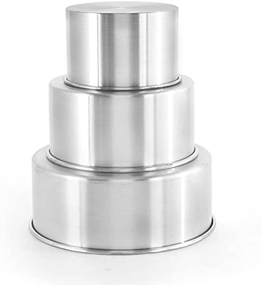 Jogo 3 Forma Assadeira Bolo Redonda Alta 15-20-25 x 10 cm Altura Aluminio