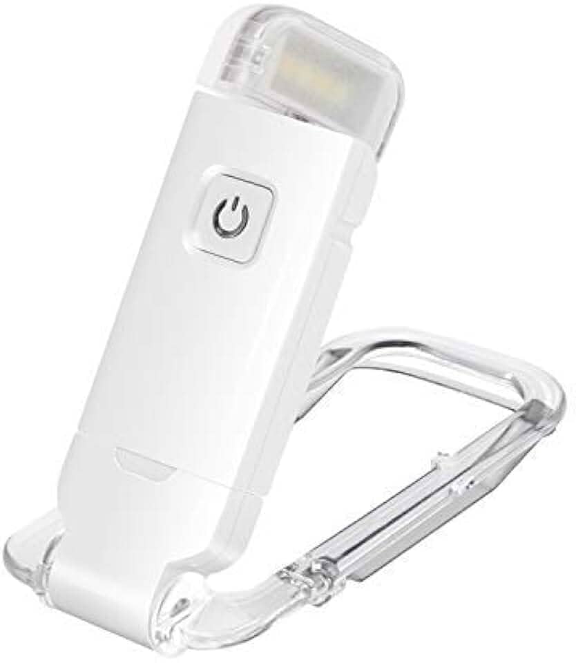 HONWELL Luz de leitura de LED recarregável, 3 níveis de brilho, luz de marcador de página regulável para proteção ocular, lâmpada de leitura portátil para leitores ávidos, viagens (branca)