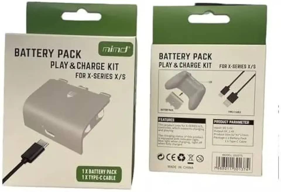 Bateria Com Cabo Tipo C Carregador Compativel com o Controle da Geração Series X e S (Branco)