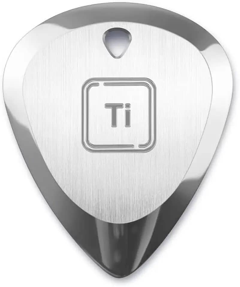Palheta de guitarra de titânio premium Ti-Geek com 2,8 mm de espessura, prata metálica para metal, baixo, aderência antiderrapante para guitarra elétrica, pulseira, durabilidade vitalícia - perfeita