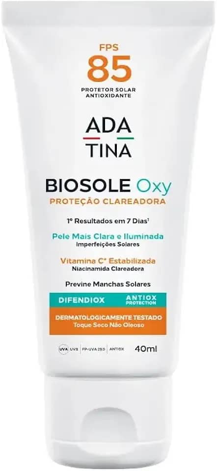 Protetor Solar 12HS Clareador 15 Tipos De Manchas Toque Seco Biosole Oxy FPS 85 Ada Tina