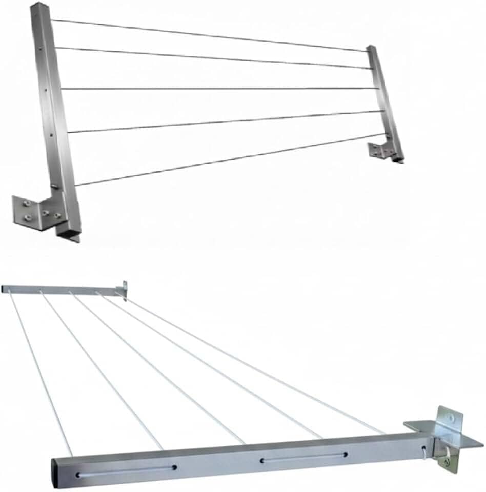Varal Retratil Dobravel De Parede Aluminio Casa Apartamento Não enferruja Suporta 40kg