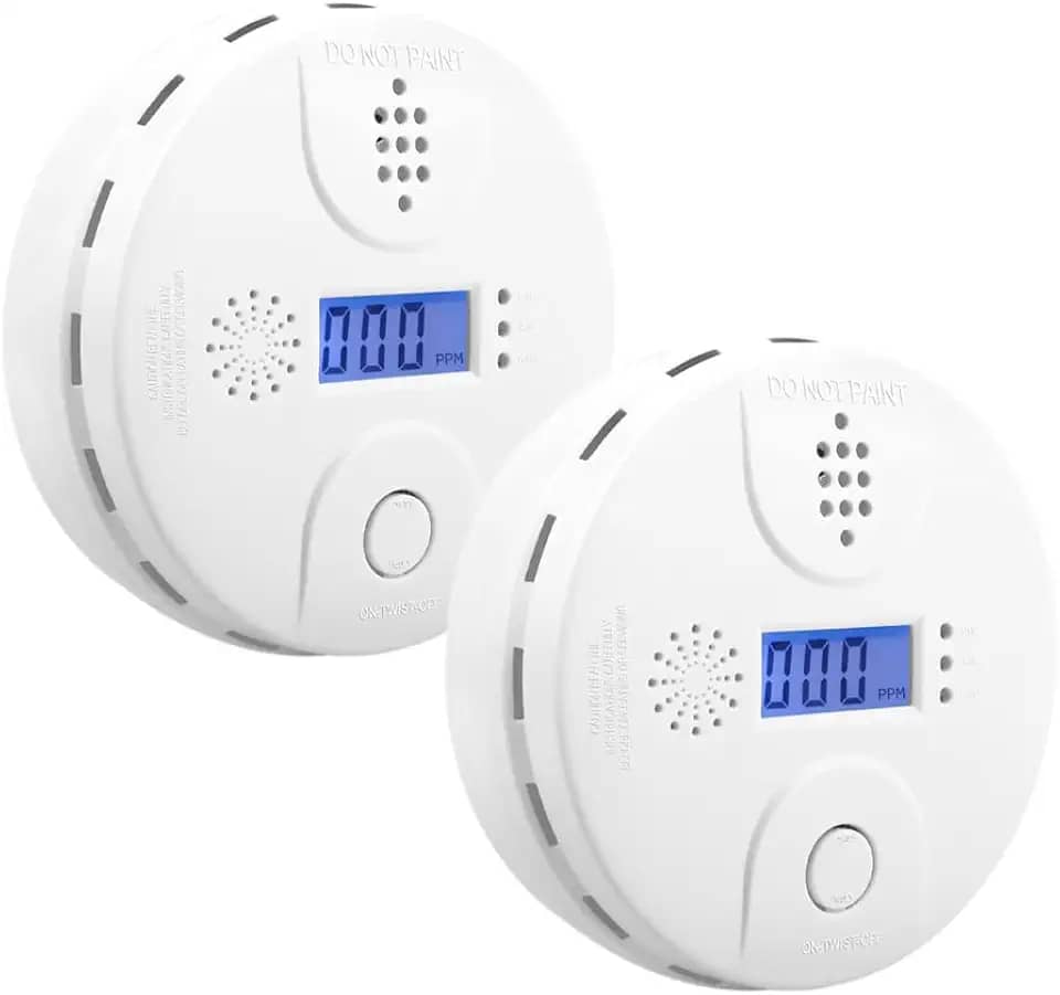 Detector de monóxido de carbono, detector de alarme de CO com visor digital e alarme sonoro para casa, 2 peças