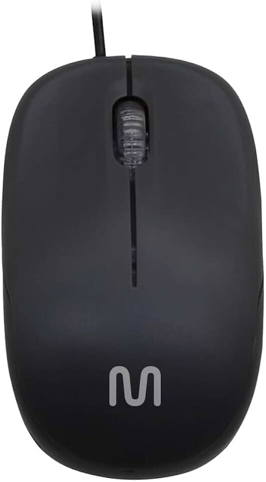 Mouse com Fio Multi MID USB 1200 DPI com 3 Botões, Design Ergonômico e Textura Fosca – Preto MO255