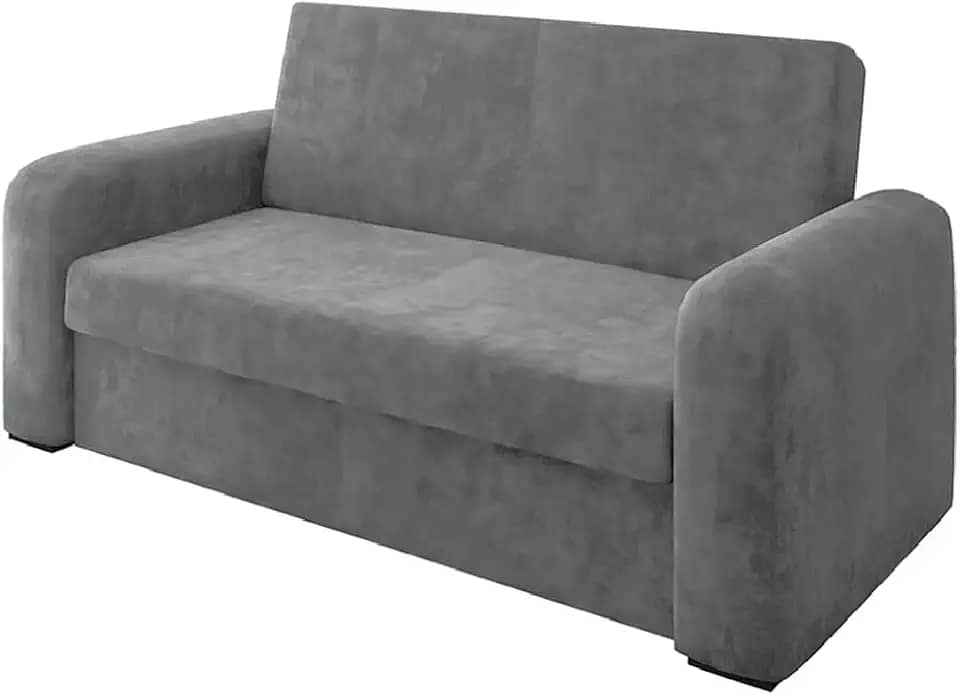 Sofá Cama Versátil 2 Lugares Veludo Selmer (CINZA)