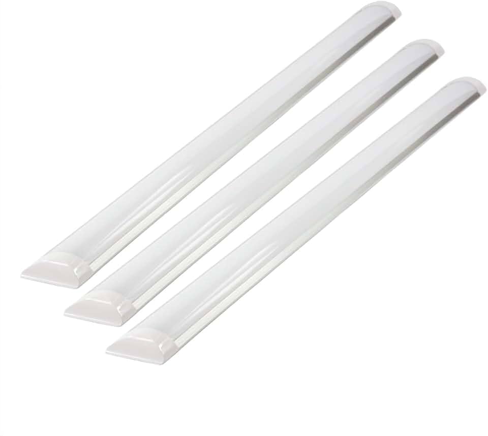 Kit 3 Luminária Lâmpada Tubular Led 60cm Slim Branco Frio 6000k 20w Completa Bivolt