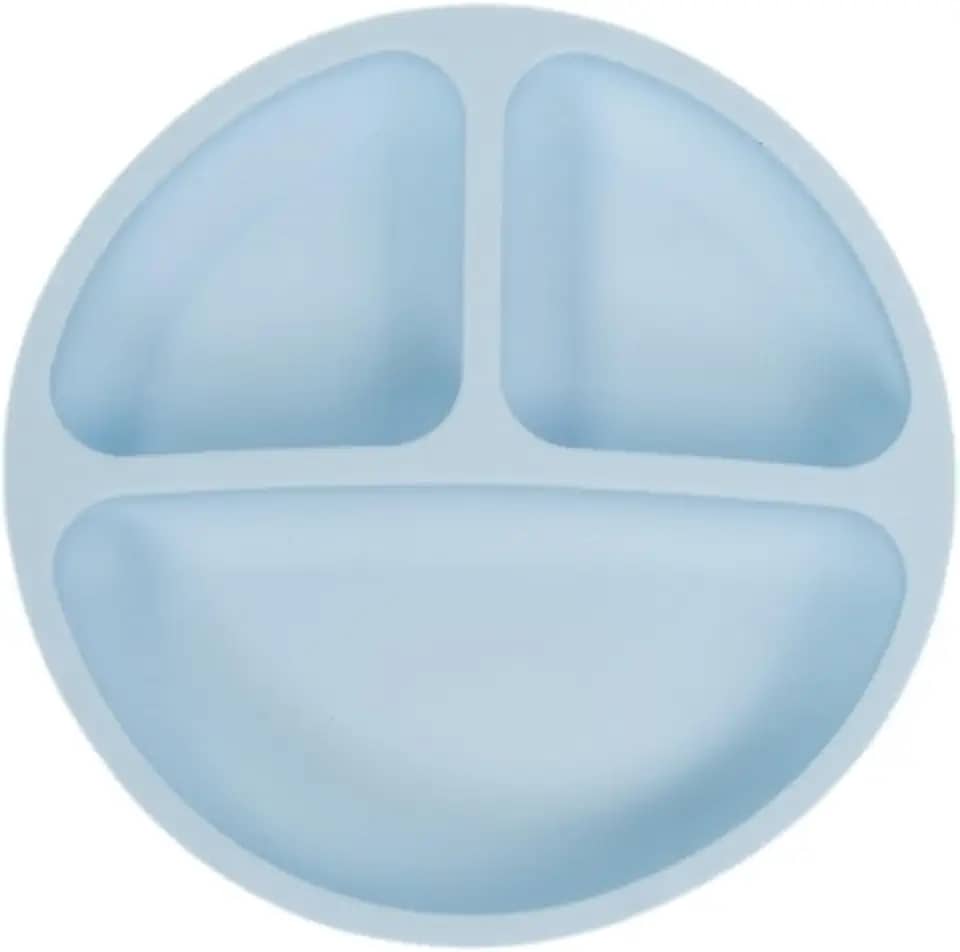Prato de Silicone com Ventosa para Bebê Antiderrapante Seguro Livre de BPA Introdução Alimentar | Pippo (Azul)
