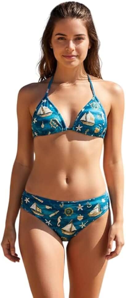 Conjunto Biquíni Juvenil Estampado Amarração Cortininha Bojo Removível Calcinha Forrada Verão