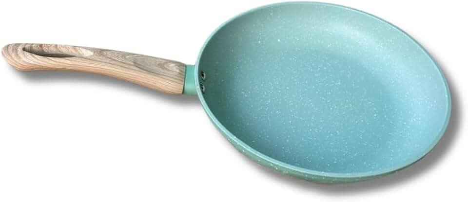 Frigideira de Ceramica, Indução, Gás e Eletrica, Antiaderente com Cabo Soft Touch, 5 Camadas Cerâmicas, Resistente a Arranhões, 24 cm, Frita sem Óleo. (Verde_Tiffany)