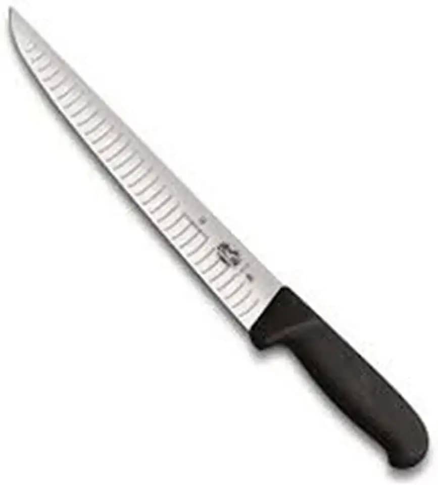 Faca Profissional para Churrasco com sulcos 25cm - Preta