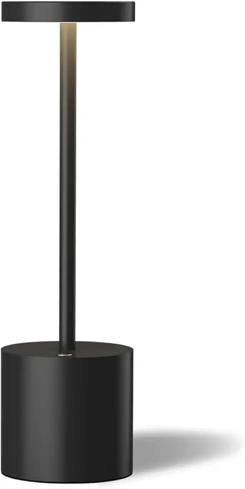 Luminária de Mesa Retro Industrial, Luz de Notinha, Toque 3 Cores e Dimmer Suave, Recarregável, para Quarto/Headboard/Bar/Decoração - Preto