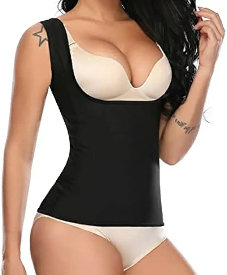 Cinta Modeladora Emagrecedora Feminina Térmica Queima Gordura e Diminui a Barriga com Suporte Alça Ombro