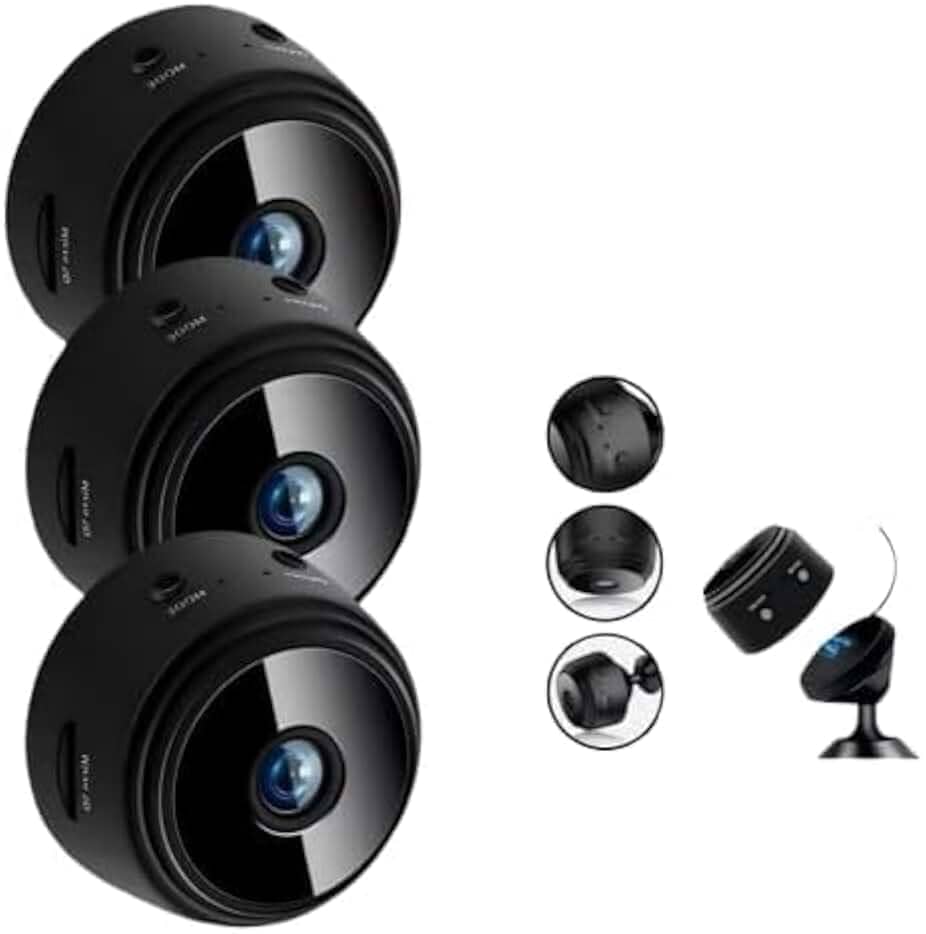 Kit 3 Mini Câmeras Espiãs de segurança doméstica com sensor e visão noturna 1080P HD WIFI - Vigilância Compacta e Eficiente