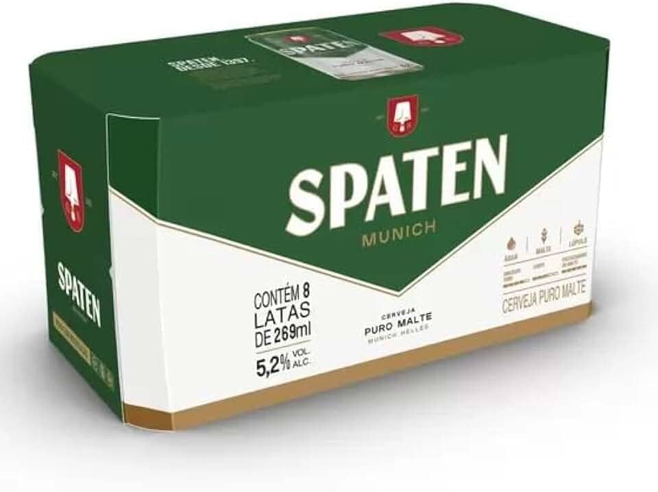 Pack Cerveja Spaten, Puro Malte, 269ml, Lata - 8 Unidades