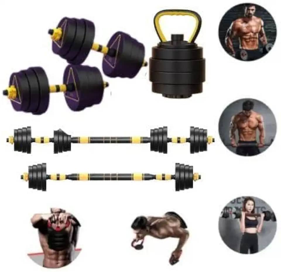 Kit de halteres 20Kg com suporte Kettlebell - Equipamento de musculação 6 em 1