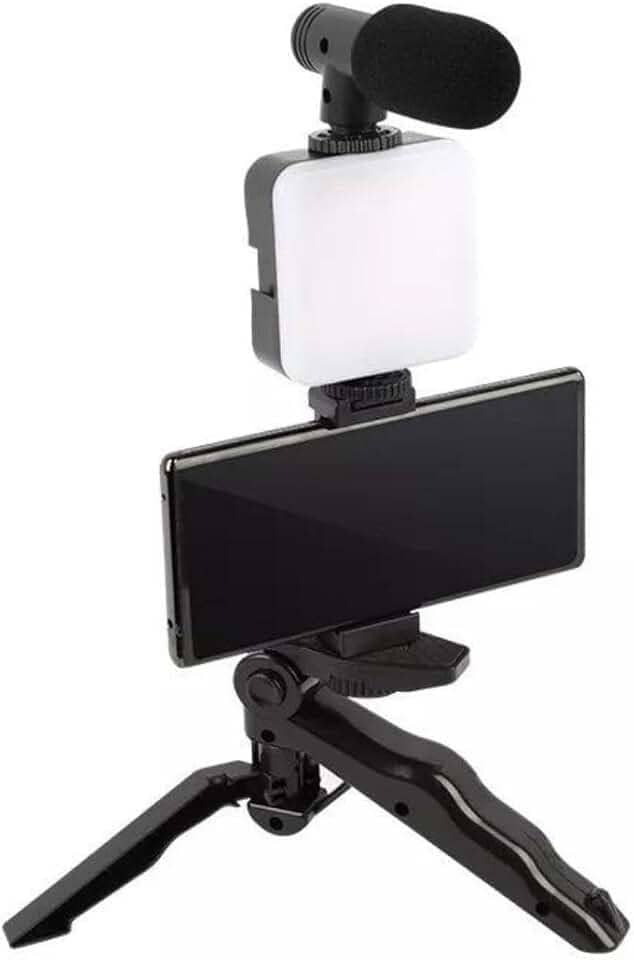 Kit Gravação Luz Led Com Tripé Suporte Celular Selfie, Vídeo Vlog, YouTube, Transmissão ao vivo, Filmagem, Videoconferencia Com Microfone e Controle Remeto - Tubarão Stores.