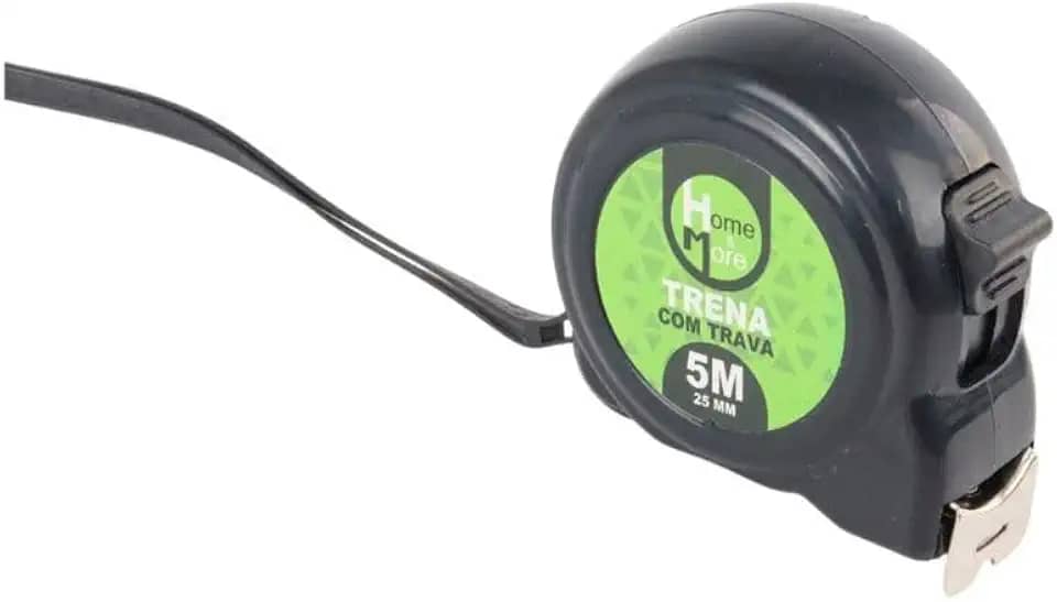 Trena Plástica 5 m x 25 mm Amarela com Trava – Fita Larga ABS Resistente e Precisão Profissional