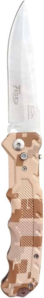 Canivete Automático Camuflado Caça Pesca Camping Esportes com bainha e Passa Cinto (Camuflado 1)