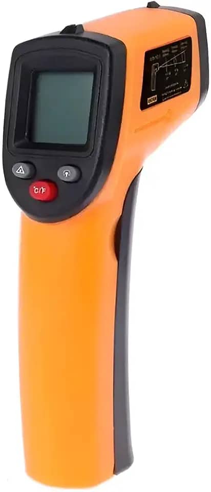 Termômetro Digital Infravermelho Industrial, Display LCD, -50°C a 400°C, Medição Sem Contato, com Mira Laser, 13,5x6,5x2,5cm