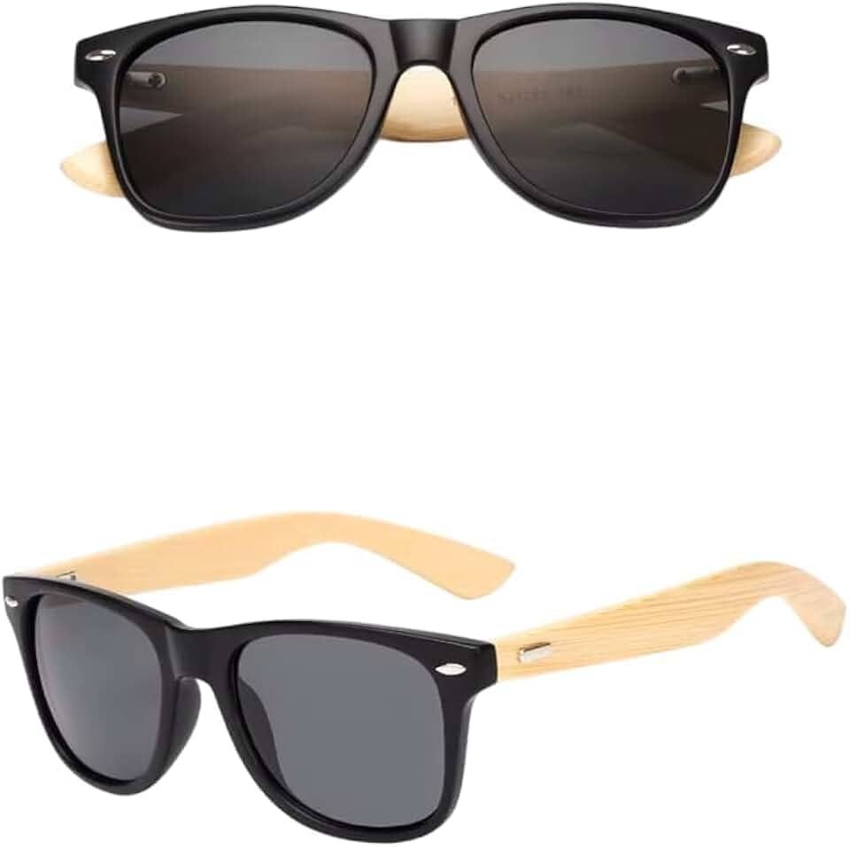 ?culos De Sol Bambu Madeira Masculino Feminino Quadrado Polarizado Prote??o UV400 Original com case e flanela (preto)