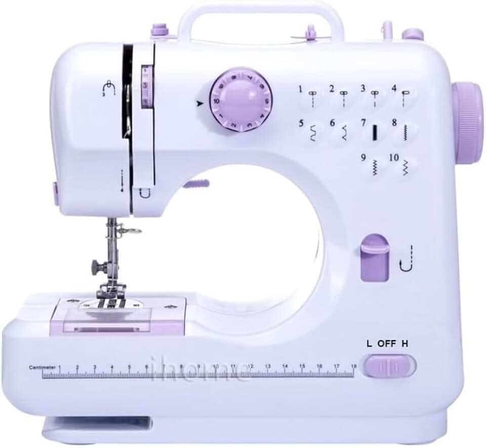 Mini Máquina de Costura Portátil Pequena Bivolt com 12 Pontos Ajustáveis Luz LED, Cortador de Linha Enrolador de Bobina e Controle de Velocidade Reparos e Costura Criativa em Tecidos Leves e Médios