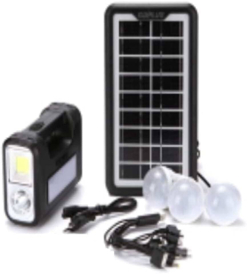 KIT PLACA SOLAR PORTATIL 3 LAMP. LED LUZ EMERGENCIA LK-3102