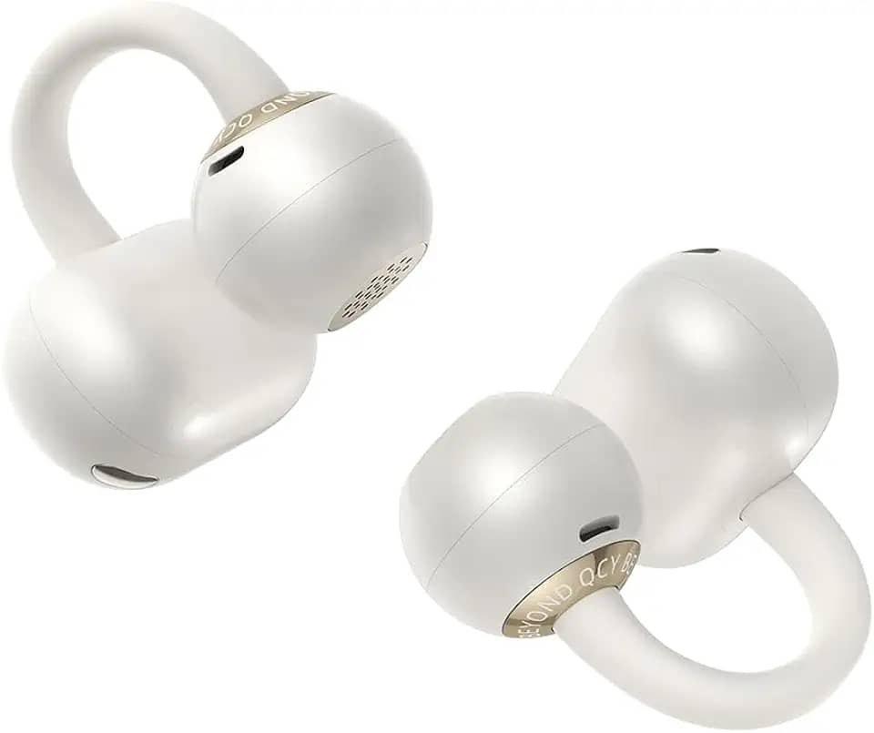 Fone de ouvido sem fio QCY Crossky C50, Bluetooth 6.0, 35 horas de reprodução, leves e confortáveis para usar em corrida/fitness, adequados para orelhas pequenas, à prova d'água IPX5(Branco)