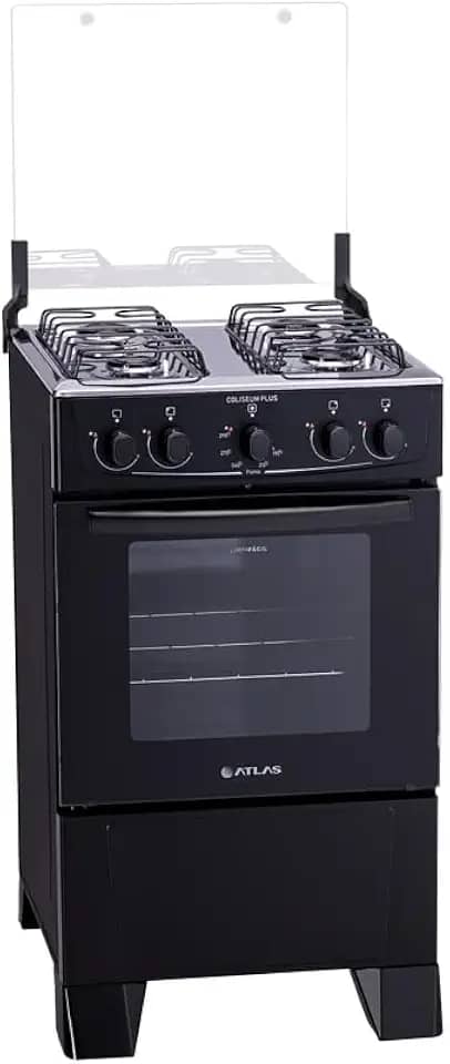Fogão Atlas 4 bocas preto com forno limpa fácil Coliseum Plus - Forno 50l