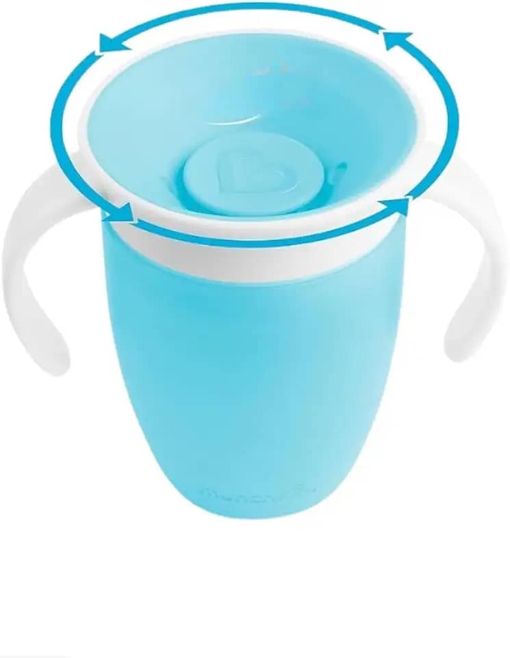 Copo de Treinamento Baby, 360 Graus, Borda Circular, Ideal para Introdução Alimentar, Sistema de Vedação Robusto, Reduz Risco de Derramar Líquido, BPA Free (Azul)