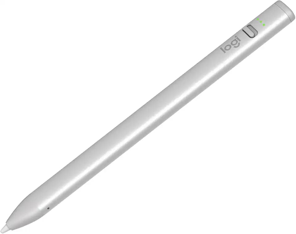Lápis Digital Logitech Crayon para iPad iOS 12.2 com Tecnologia Apple Pencil, Design Antirrolagem, Precisão de Pixel Sem Atraso, Ponta Inteligente e Conexão USB-C