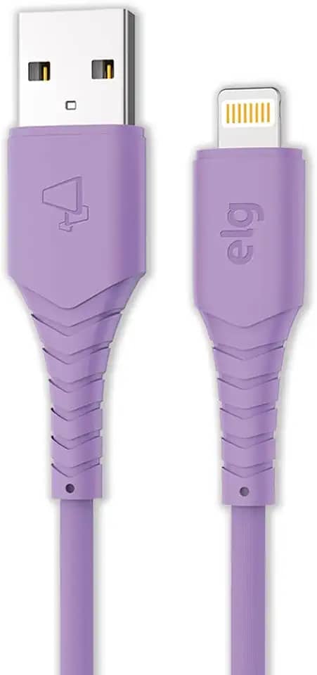 ELG, L812X, Cabo Lightning de Alta Performance Série Colors, Corrente 2.4A, Potência 12W, 1,2m de Comprimento, Compatível Com Aparelhos Apple, Roxo