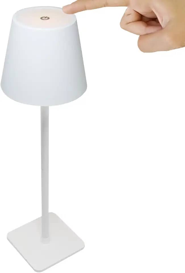 Luminária Abajur Mesa Led Touch Dimerizável S/Fio Portátil Recarregável Lâmpada 3 Toque Branco Quente Neutro Frio (Branco)