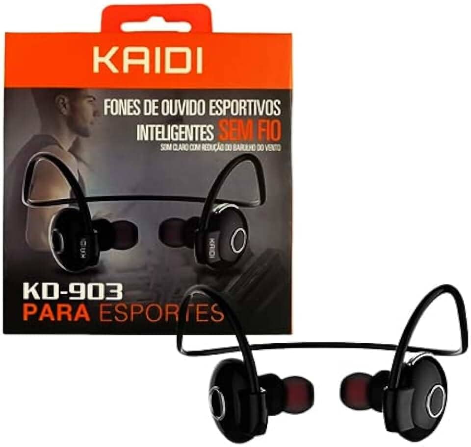Fone De Ouvido Bluetooth Sem Fio Kaidi Kd903 Original - Ideal P/Esportes - Corrida, Academia, Bike, resistente ao suor