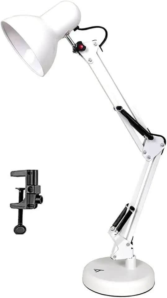 Luminária Articulada De Mesa Abajur Modelo Pixar Com Base E Garra (BRANCO)