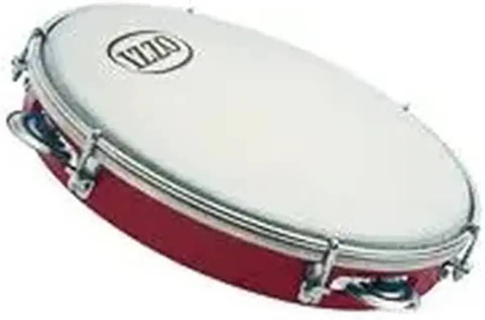 Pandeiro Izzo 10 Polegadas ABS Vermelho com Pele Leitosa 6 Afinadores 5 Pares Platinelas