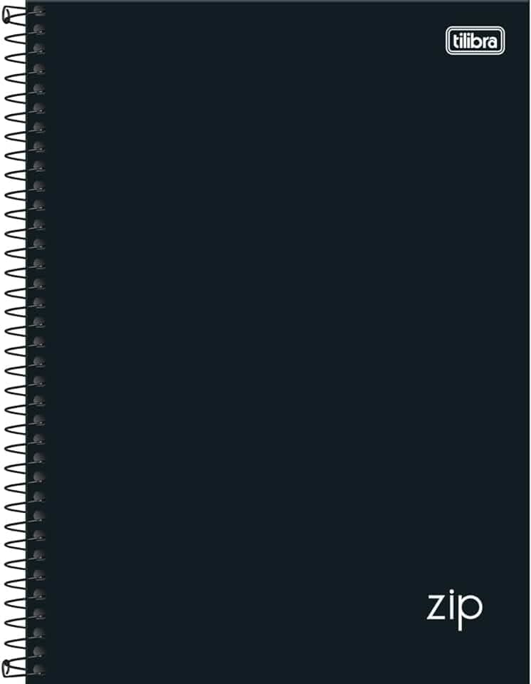 Tilibra - Tilibra ZIP - Caderno Espiral Capa Dura, 200x275mm, 80 Folhas, Negro