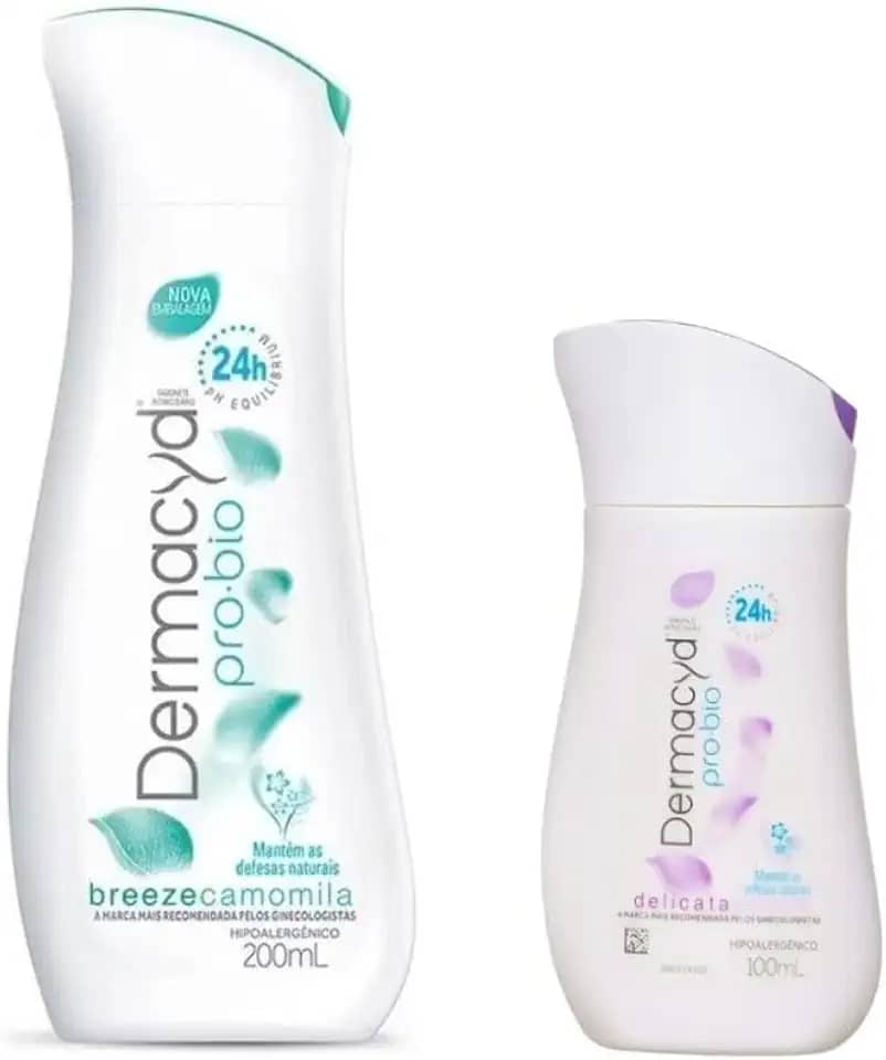 Sabonete Íntimo Dermacyd Duas Unidades Breeze Camomila 200mL + Delicata Jasmim 100ml, Proteção 24H, Combate Maus Odores e Equilibra o pH, Combinação Bio Protect, Hipoalergênico