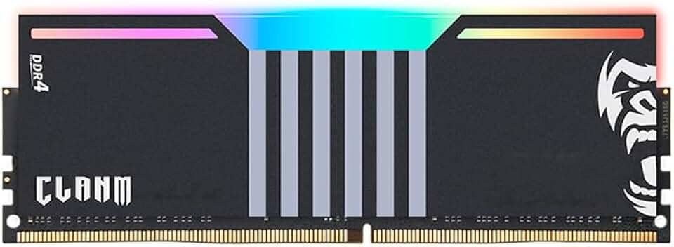 Memória RAM CLANM DDR4 8GB 3200MHz CL19 com Dissipador Preto e Iluminação RGB Desempenho para PC Gamer e Multitarefas