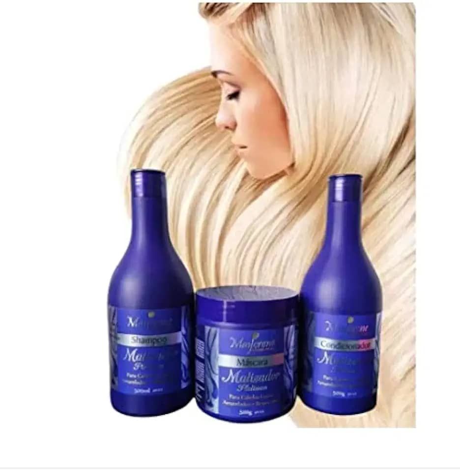 Kit de Tratamento Matizador Platinum Shampoo Condicionador e Máscara Naturiun Maycrene (3 ITENS COM 500 ML CADA)