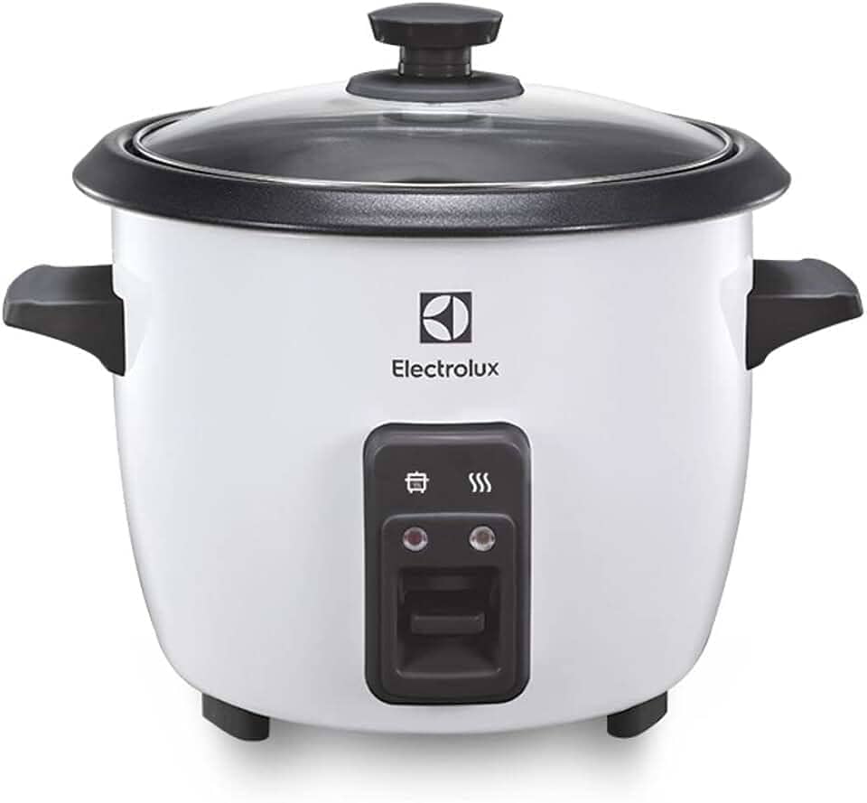 Electrolux RCB50 - Panela Elétrica vapor arroz, capacidade 1,3L, 7 xícaras manter aquecido, panela removível antiaderente, tampa vidro, 127v, por Rita Lobo, branca